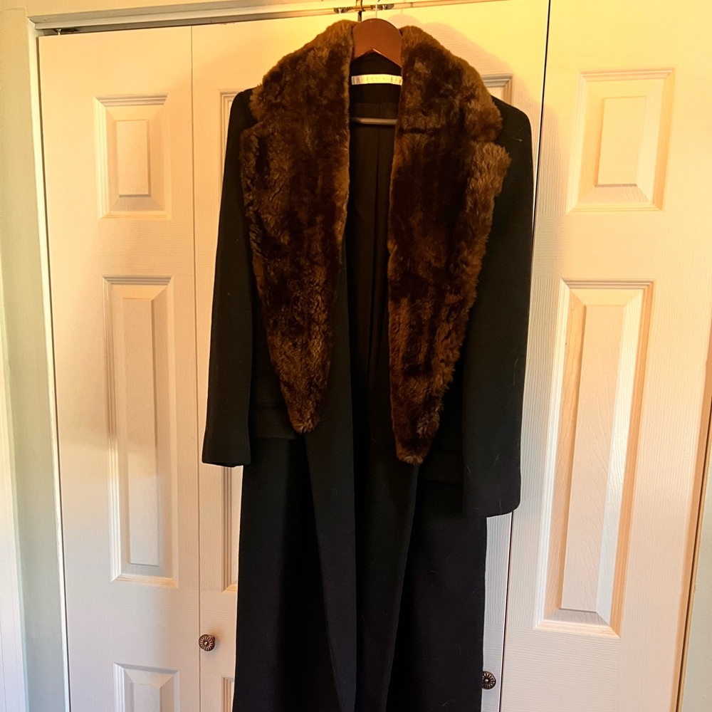 Perry Ellis Wool Jacket Real Fur Collar